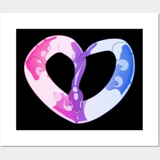 Ball Python Heart (Bi Pride Design) Posters and Art